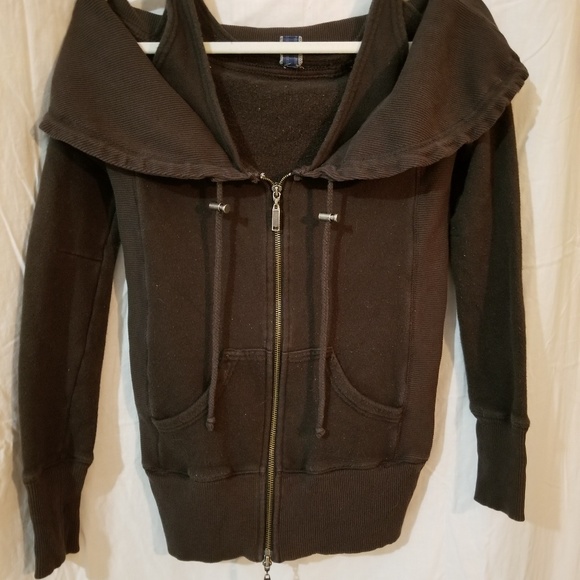 Free People chocolate sweatshirt jacket/Hoodie - Picture 2 of 8